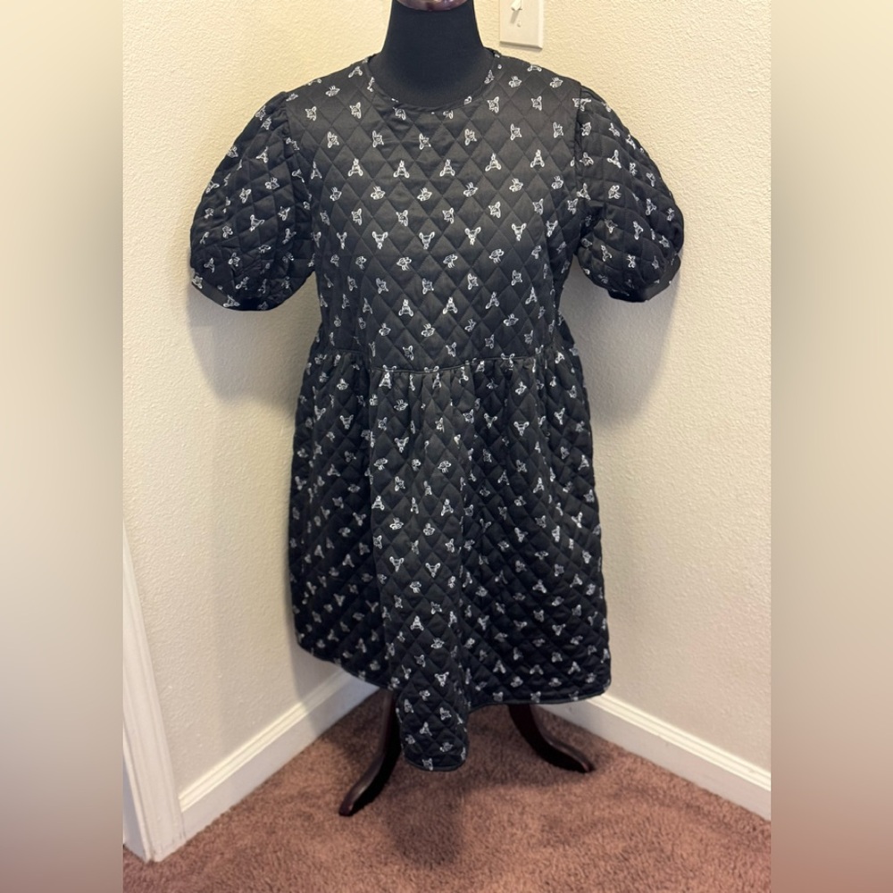 2 FOR $25Be Free Black Quilted Deer Print Dress Fit Flare Baby DollPuff Sleeve L